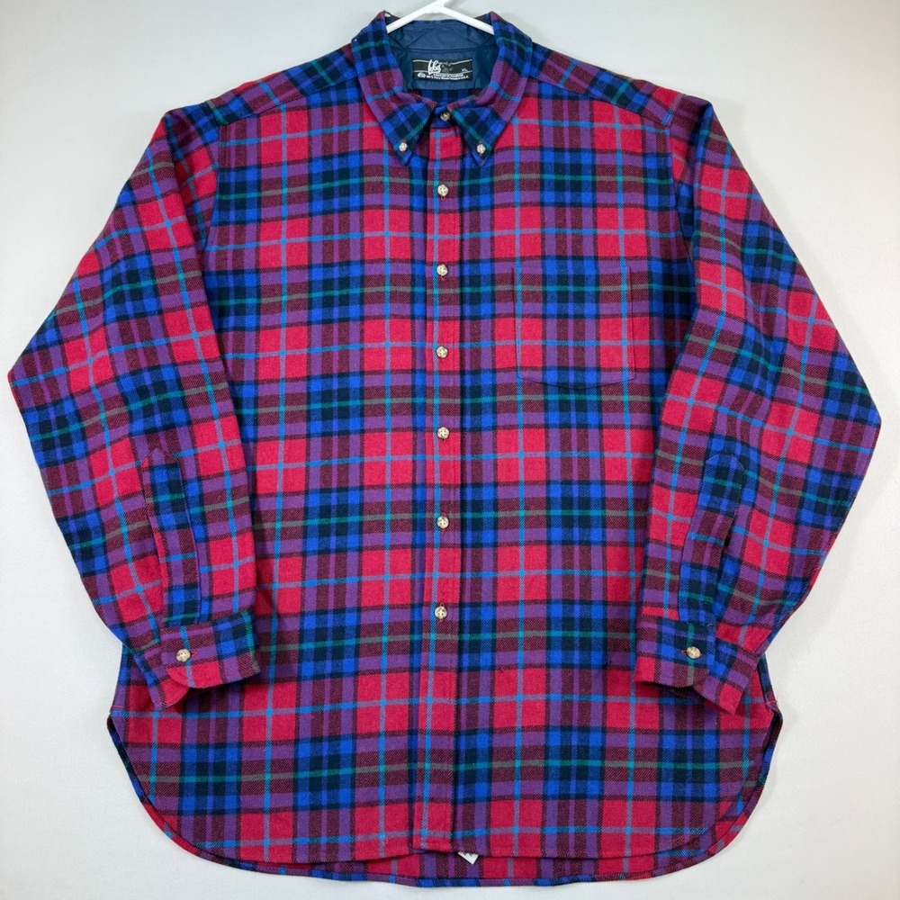 Vintage Pendleton Lobo Wool Flannel Shirt Mens XL Red Blue Plaid Button Down USA
